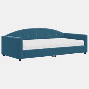 Sofá-cama, Sofá conversível com colchão 100x200 cm veludo azul
