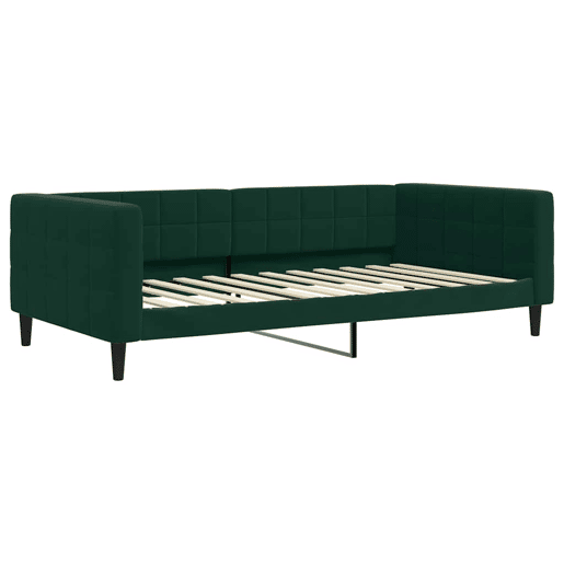 Sofá-cama, Sofá conversível com colchão 100x200 cm veludo verde-escuro