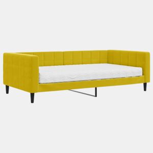 Sofá-cama, Sofá conversível com colchão 100x200 cm veludo amarelo
