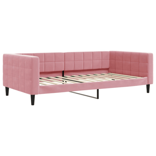 Sofá-cama, Sofá conversível com colchão 100x200 cm veludo rosa