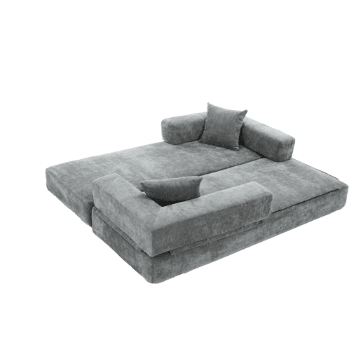 Sofá modular de 2 lugares - chenille, supermacio, com bolsos laterais - cinza escuro Sofá modular de 2 lugares - chenille, supermacio, com bolsos laterais - cinza escuro