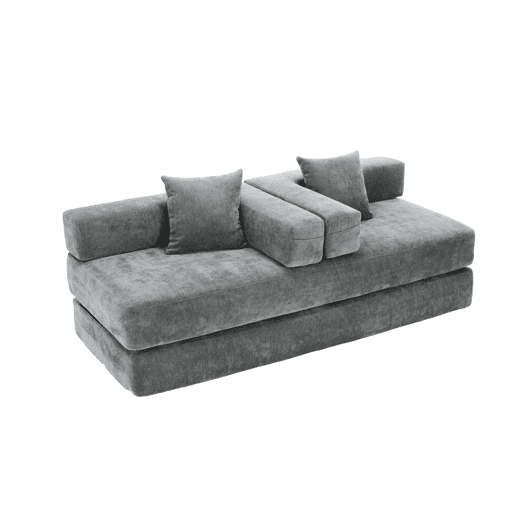 Sofá modular de 2 lugares - chenille, supermacio, com bolsos laterais - cinza escuro Sofá modular de 2 lugares - chenille, supermacio, com bolsos laterais - cinza escuro