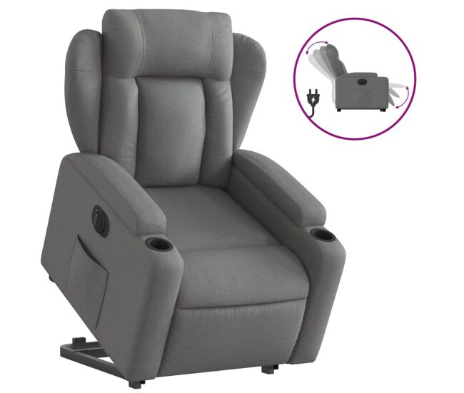 Sillón eléctrico reclinable elevable - sillón relax de tela gris oscuro