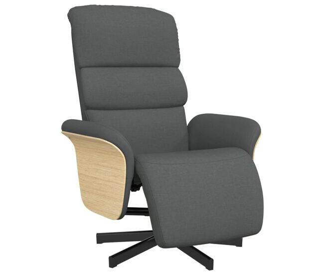 Sillón reclinable - sillón relax con reposapiés tela gris oscuro