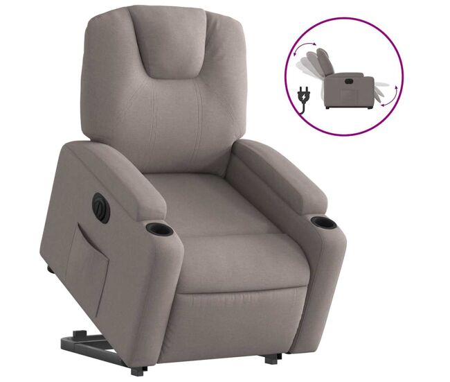 Sillón eléctrico reclinable elevable - sillón relax de tela gris taupe