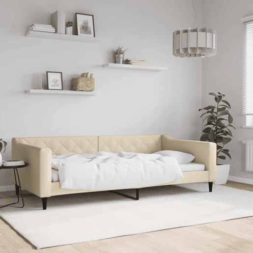 Sofá-cama, Sofá conversível 100x200 cm tecido cor creme