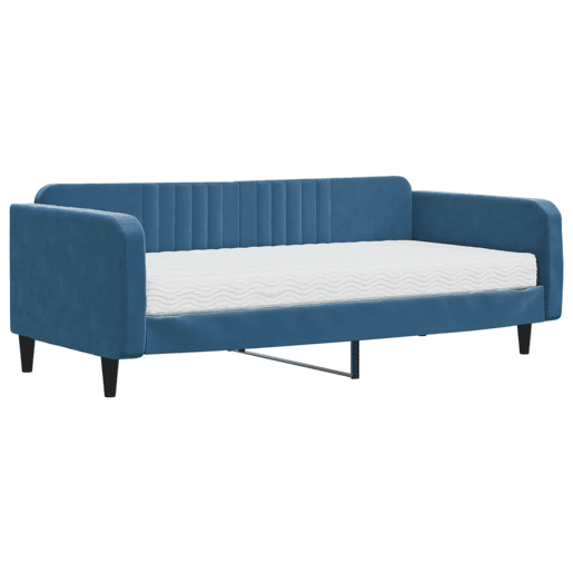 Sofá-cama, Sofá conversível com colchão 100x200 cm veludo azul Sofá-cama, Sofá conversível com colchão 100x200 cm veludo azul