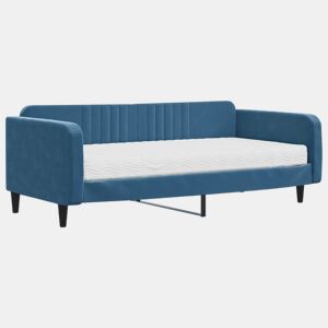 Sofá-cama, Sofá conversível com colchão 100x200 cm veludo azul