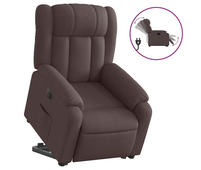 Sillón eléctrico reclinable elevable - sillón relax de tela marrón oscuro