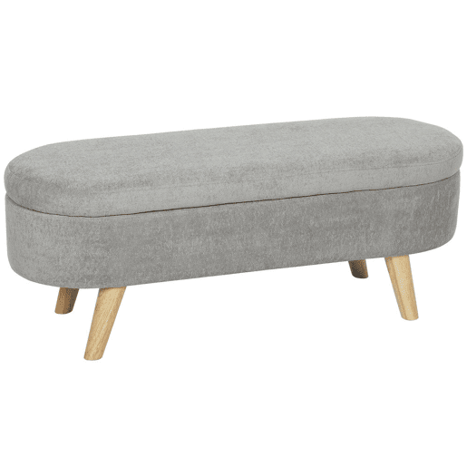 HOMCOM Banco para Pé de Cama Banco de Armazenamento com Pés de Madeira e Assento Acolchoado Carga 120 kg Puff de Armazenamento para Dormitório Entrada Corredor 110x40x43 cm Cinzento