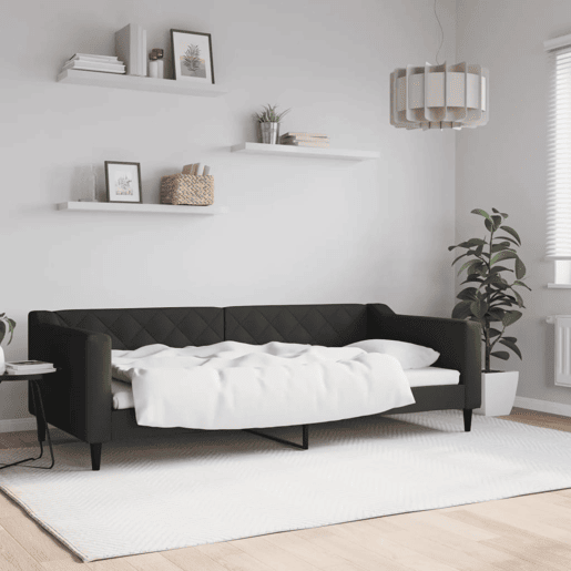 Sofá-cama, Sofá conversível 90x200 cm tecido preto Sofá-cama, Sofá conversível 90x200 cm tecido preto