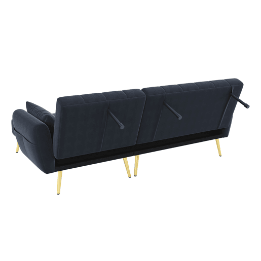 Sofá-cama moderno de 3 lugares - Sofá de canto L com função de cama - Preto