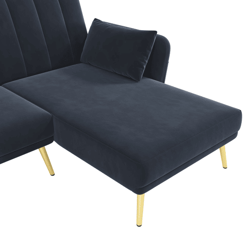Sofá-cama moderno de 3 lugares - Sofá de canto L com função de cama - Preto