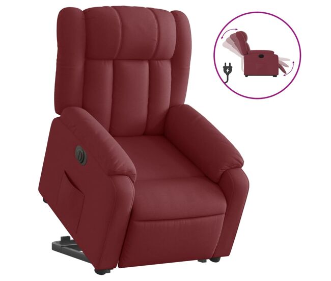 Sillón eléctrico reclinable elevable - sillón relax de tela rojo tinto