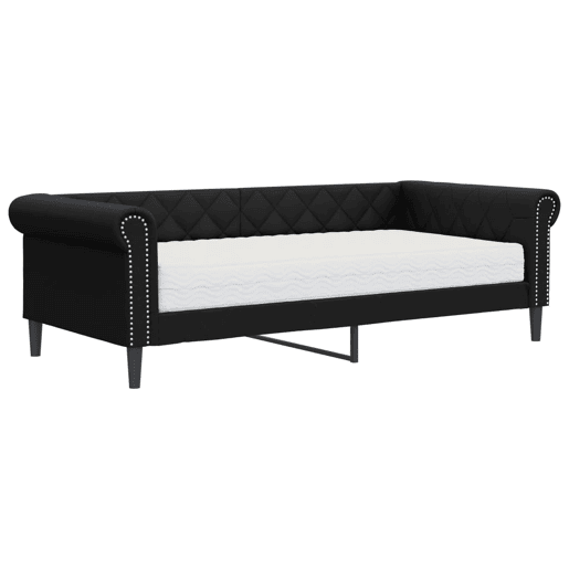 Sofá-cama, Sofá conversível com colchão 90x200 cm couro artificial preto