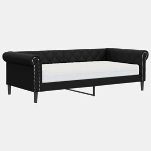 Sofá-cama, Sofá conversível com colchão 90x200 cm couro artificial preto