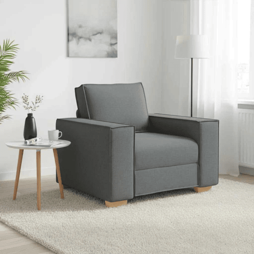 Sofá-cadeira, Sofá individual Cinza Escuro 60 cm Tecido