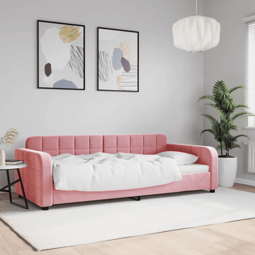 Sofá-cama, Sofá conversível 90x200 cm veludo rosa Sofá-cama, Sofá conversível 90x200 cm veludo rosa