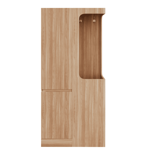 Armário 70x40x170 cm - 1 porta com gavetas e espaço aberto para roupa - Madeira Natural