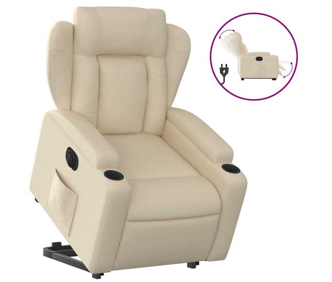 Sillón eléctrico reclinable elevable - sillón relax de tela color crema