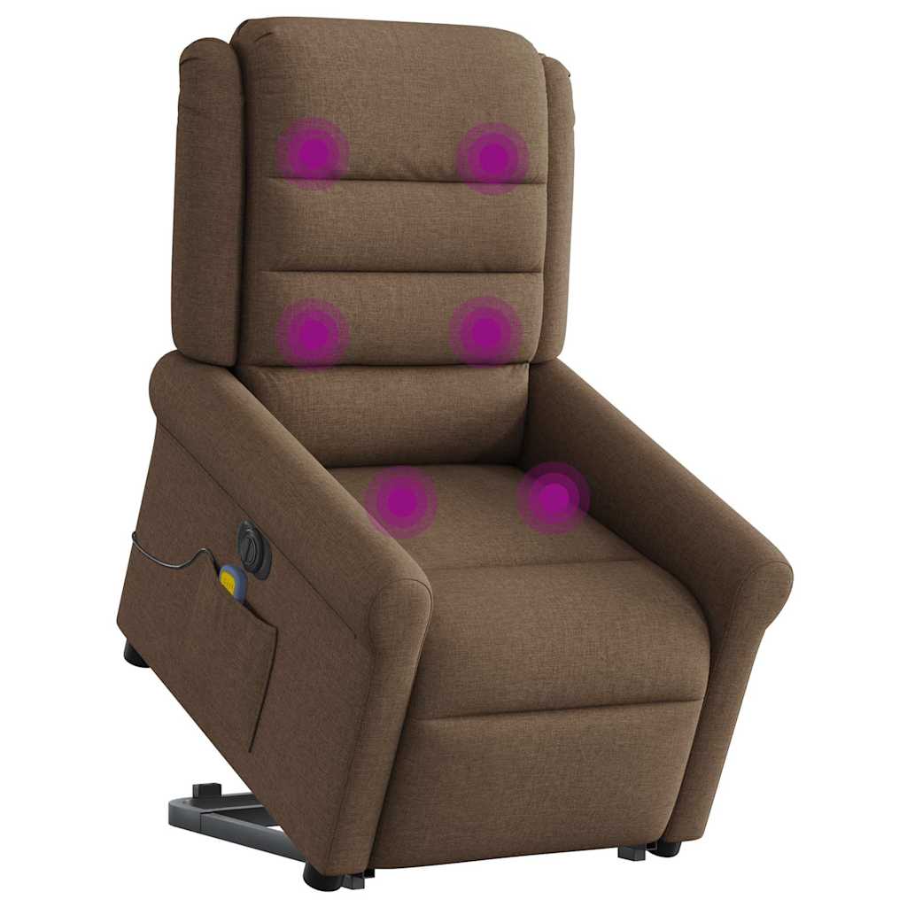 Sillón de masaje eléctrico reclinable - sillón relax elevable tela marrón