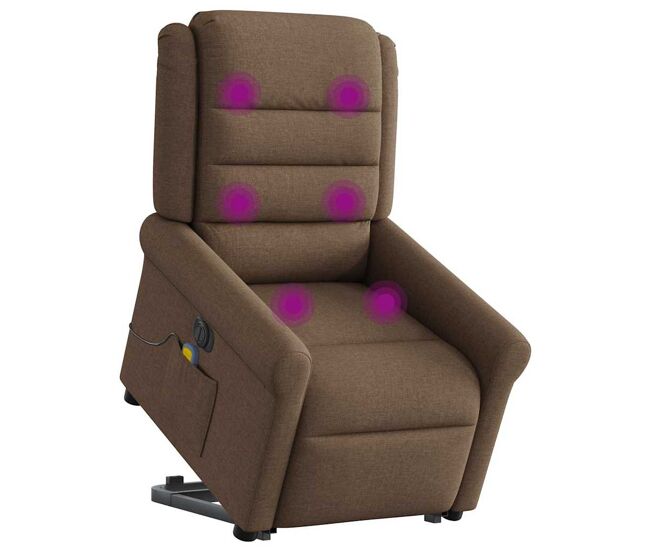 Sillón de masaje eléctrico reclinable - sillón relax elevable tela marrón