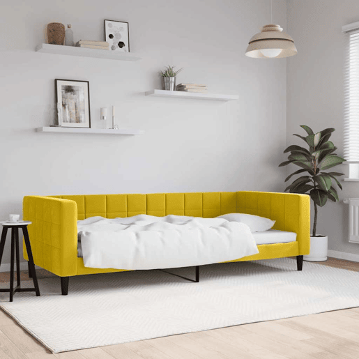 Sofá-cama, Sofá conversível 90x200 cm veludo amarelo