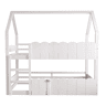 Beliche infantil 90x200 cm - Design em forma de casa com grades de segurança - Branco