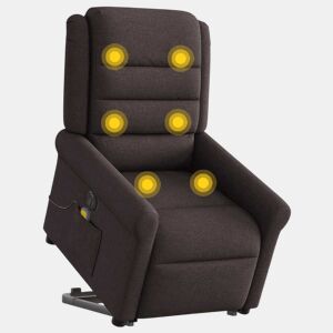 Poltrona elétrica massagens - Poltrona relax tecido castanho-escuro
