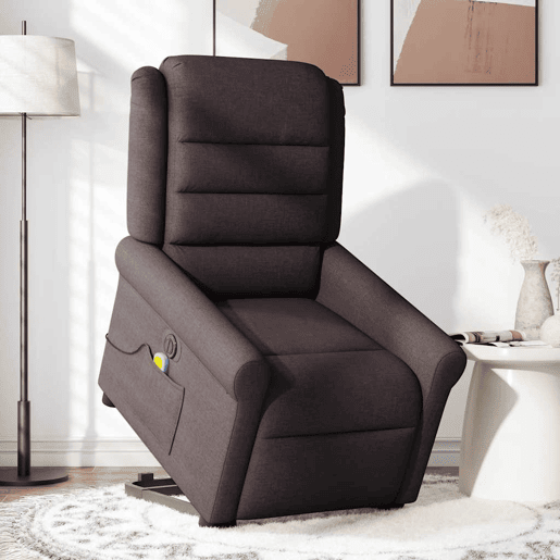 Poltrona elétrica massagens - Poltrona relax tecido castanho-escuro