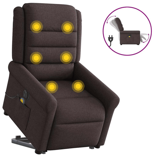 Poltrona elétrica massagens - Poltrona relax tecido castanho-escuro