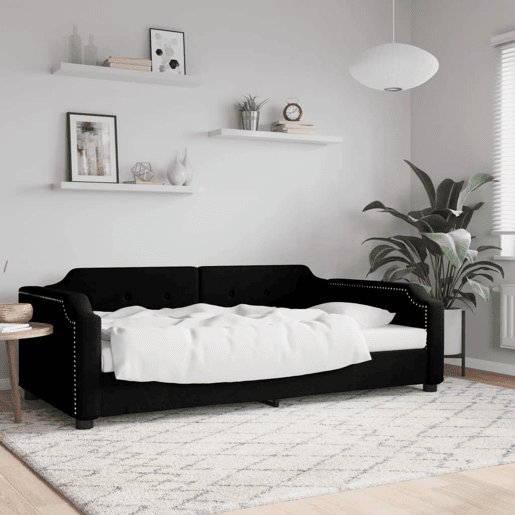Sofá-cama, Sofá conversível 100x200 cm tecido preto Sofá-cama, Sofá conversível 100x200 cm tecido preto