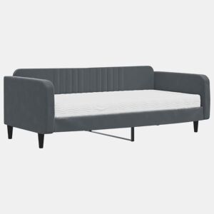 Sofá-cama, Sofá conversível com colchão 100x200 cm veludo cinzento-escuro