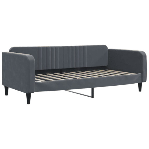 Sofá-cama, Sofá conversível com colchão 100x200 cm veludo cinzento-escuro