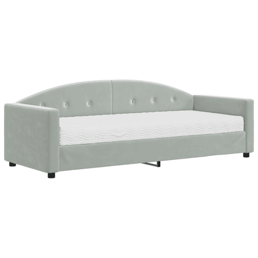 Sofá-cama, Sofá conversível com colchão 80x200 cm veludo cinzento-claro