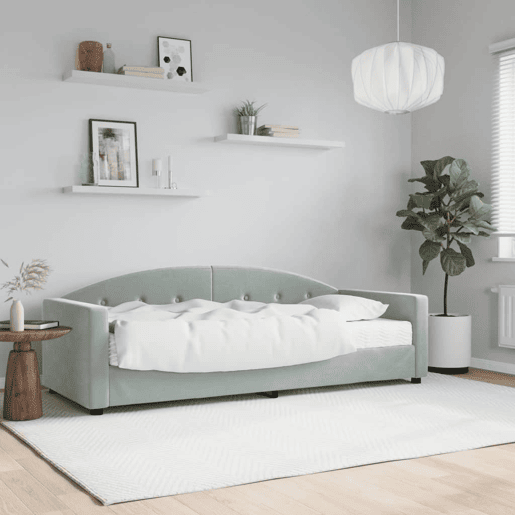Sofá-cama, Sofá conversível com colchão 80x200 cm veludo cinzento-claro