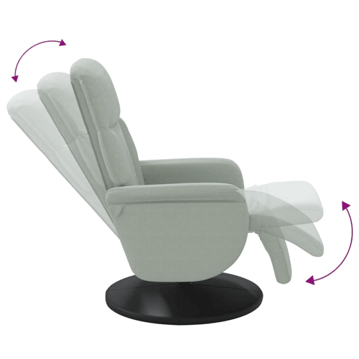 Cadeirão reclinável - Poltrona relax com apoio de pés veludo cinzento-claro Cadeirão reclinável - Poltrona relax com apoio de pés veludo cinzento-claro