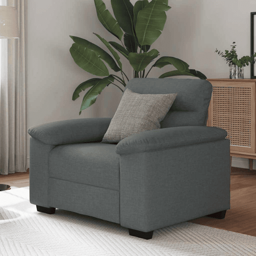 Poltrona, Sofá individual 60 cm tecido cinzento-escuro