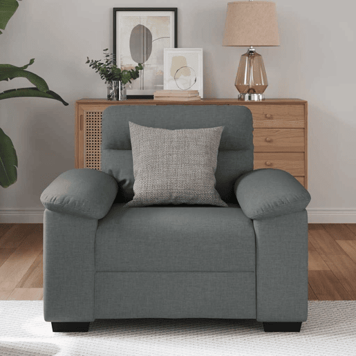 Poltrona, Sofá individual 60 cm tecido cinzento-escuro
