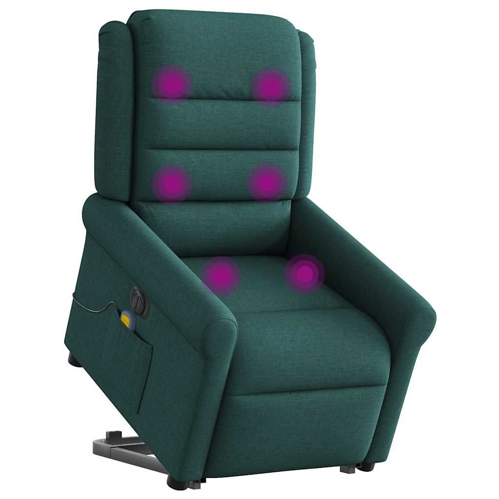 Sillón masaje eléctrico reclinable - sillón relax elevable tela verde oscuro