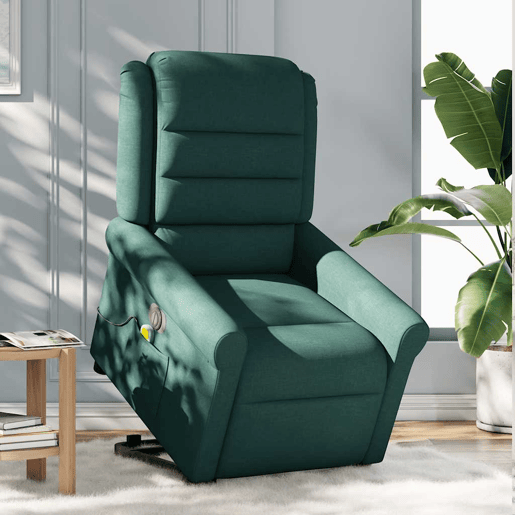 Poltrona elétrica massagens - Poltrona relax tecido verde-escuro
