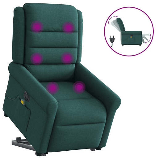 Poltrona elétrica massagens - Poltrona relax tecido verde-escuro