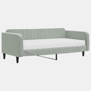 Sofá-cama, Sofá conversível com colchão 100x200 cm veludo cinzento-claro
