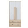 Armário roupeiro 70x40x170 cm - Porta dupla com gavetas e prateleiras - Natural+Branco