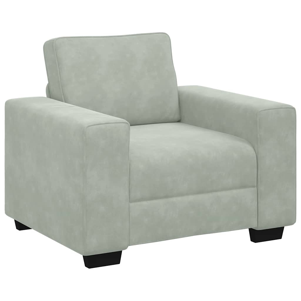 Sillón sofá - sofá individual gris claro 60 cm terciopelo