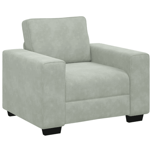 Poltrona, Sofá individual 60 cm veludo cinzento-claro