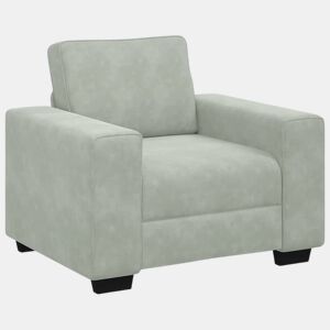 Poltrona, Sofá individual 60 cm veludo cinzento-claro