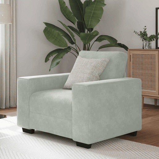 Poltrona, Sofá individual 60 cm veludo cinzento-claro