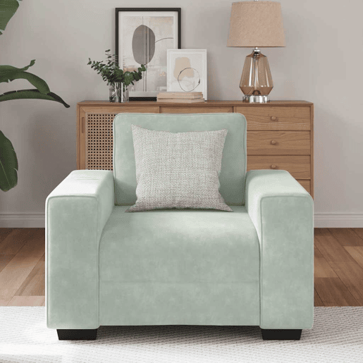 Poltrona, Sofá individual 60 cm veludo cinzento-claro