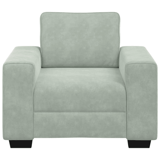 Poltrona, Sofá individual 60 cm veludo cinzento-claro